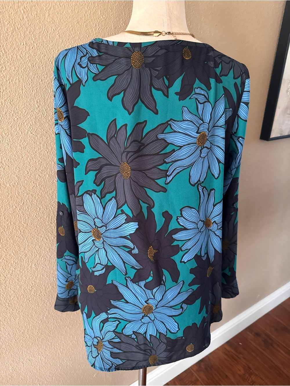 LOFT Teal, Blue & Yellow Floral Top - Picture 7 of 7